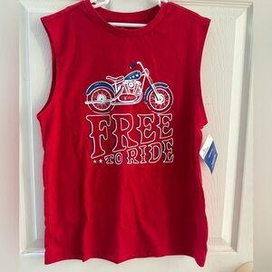 Kids Red Tank Top with Motorcycle Graphic